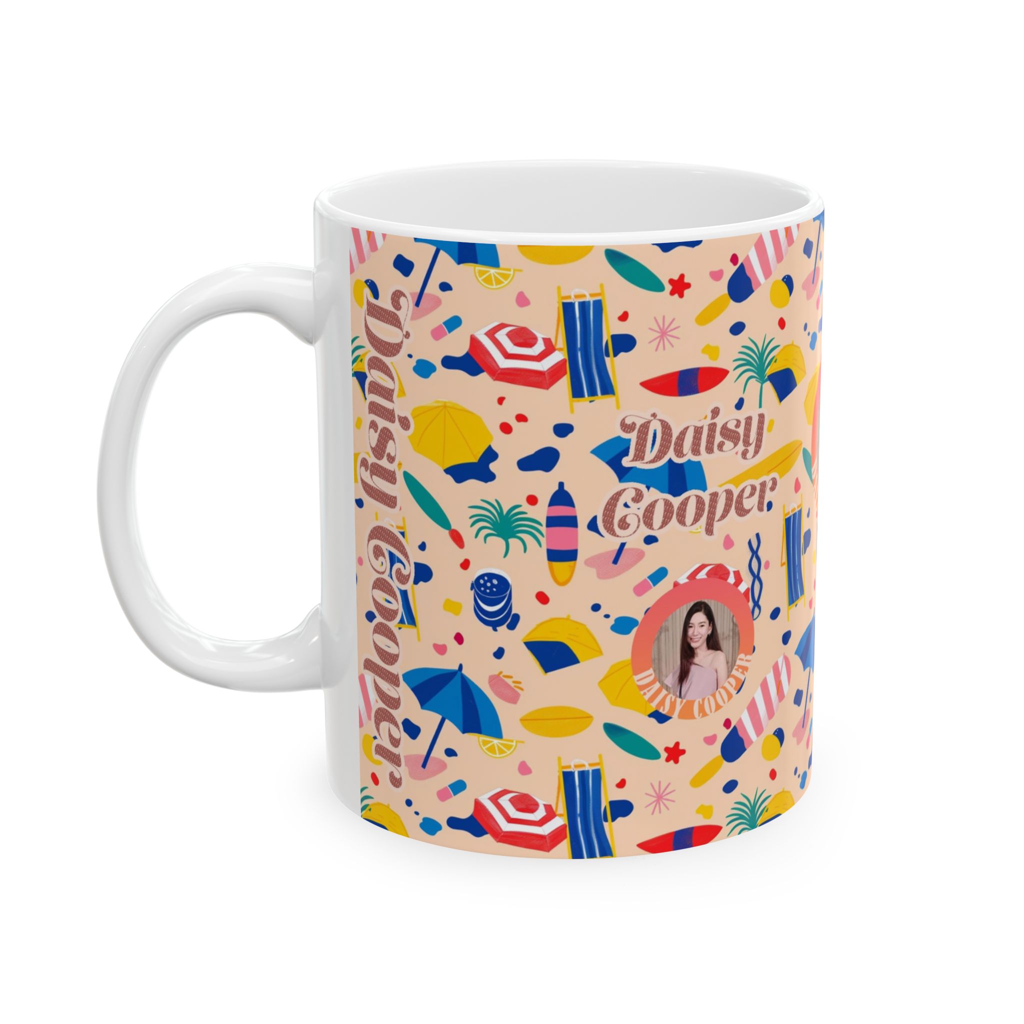 Summer Collection 041 - Customizable Picture Pattern Ceramic Mug, (11oz, 15oz)
