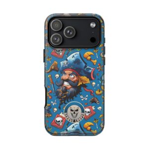 Pirate Collection 005 - Customizable Picture Pattern Tough Cases - iPhone - Samsung Galaxy - Google Pixel - Pirate-Themed Phone Case with Skull and Crossbones Design