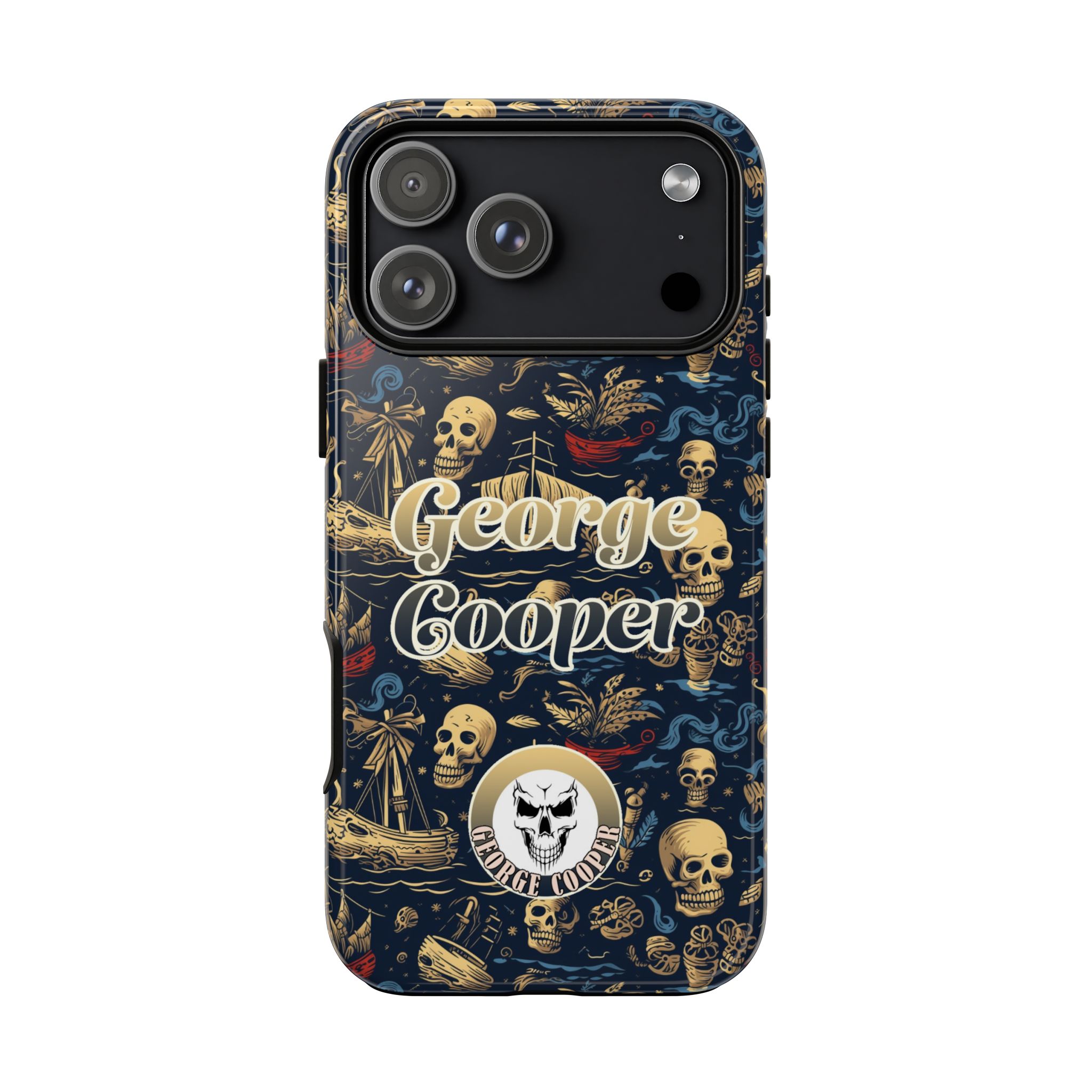Pirate Collection 002 - Customizable Picture Pattern Tough Cases - iPhone - Samsung Galaxy - Google Pixel - Pirate-Themed Phone Case with Skull and Crossbones Design