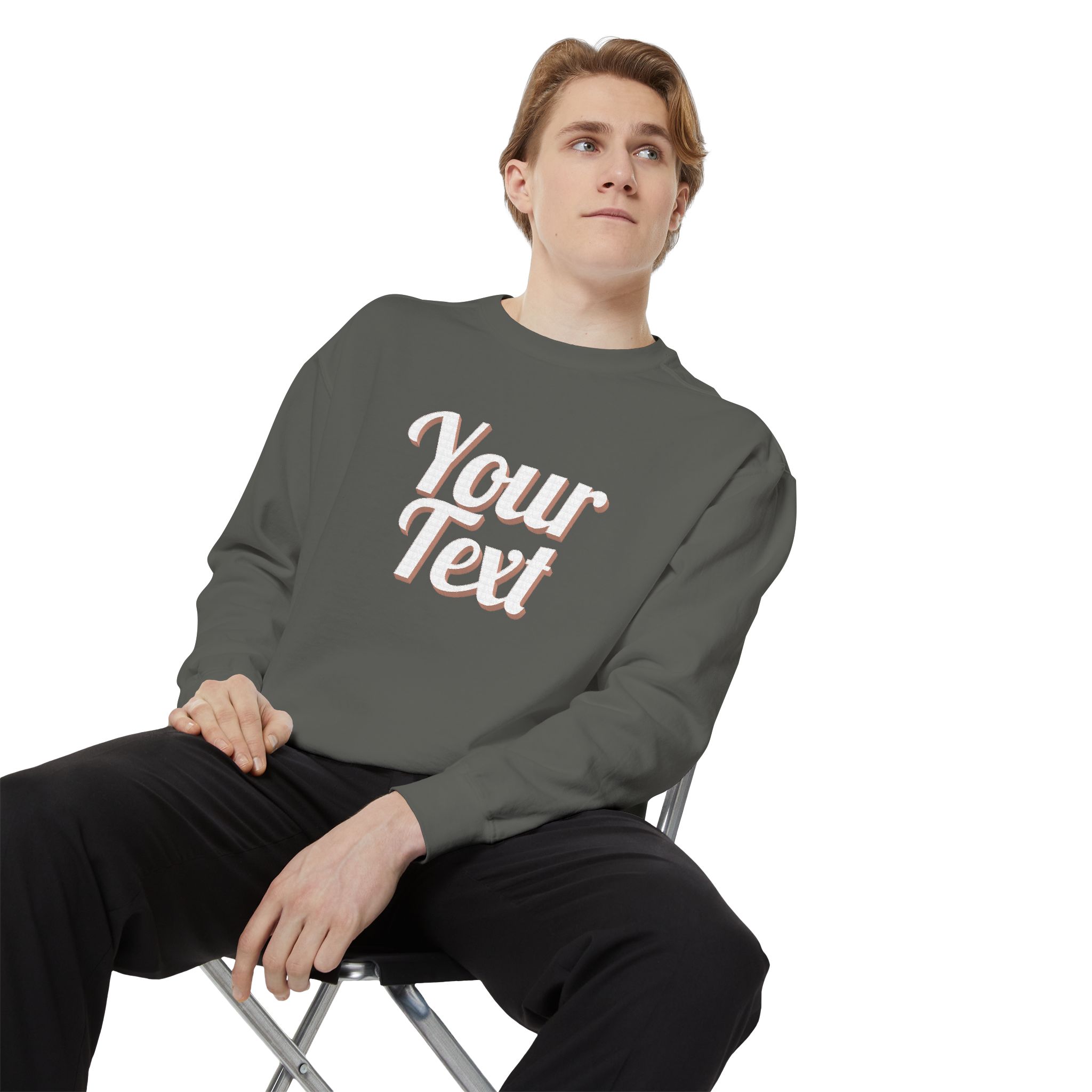 Winter Text Collection - Retro Wood 03 Unisex Garment-Dyed Sweatshirt - Görsel 10